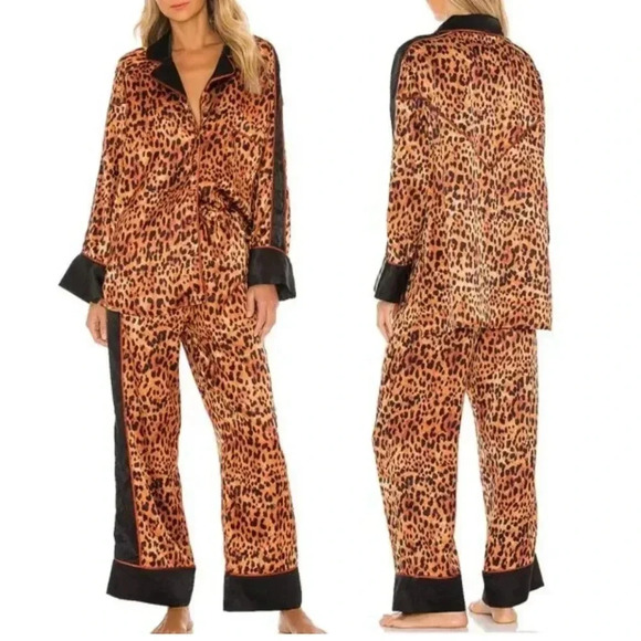 We Are Hah HAHT ECO PJ Set Lanka Leopard Satin Pajamas Unisex NWT $248 - XL - Picture 2 of 10